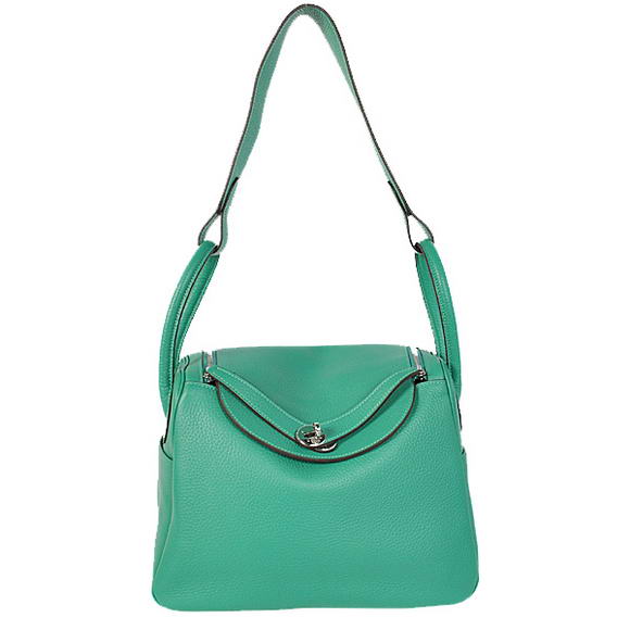 High Quality Replica Hermes Lindy 30CM Havanne Handbags 1057 Green Leather Silver Hardware - Click Image to Close